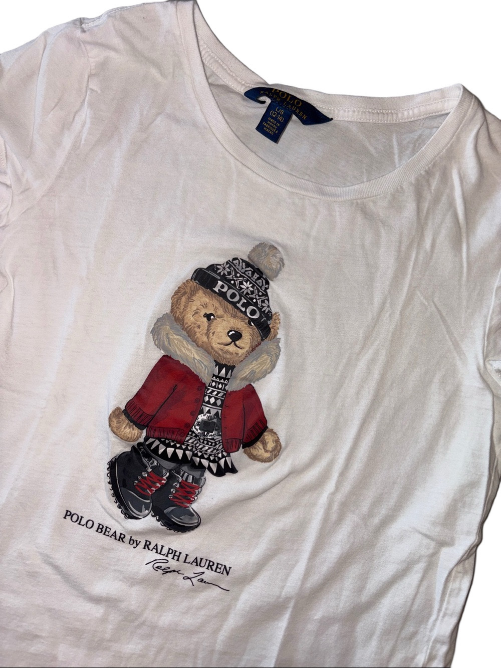 Polo Ralph Lauren Kids Large White Bear Tee - Picture 2 of 4